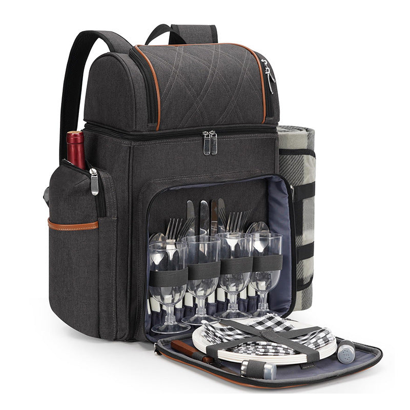 Gourmet Picnic Backpack with Dishware and Cooling Compartment Bowlift