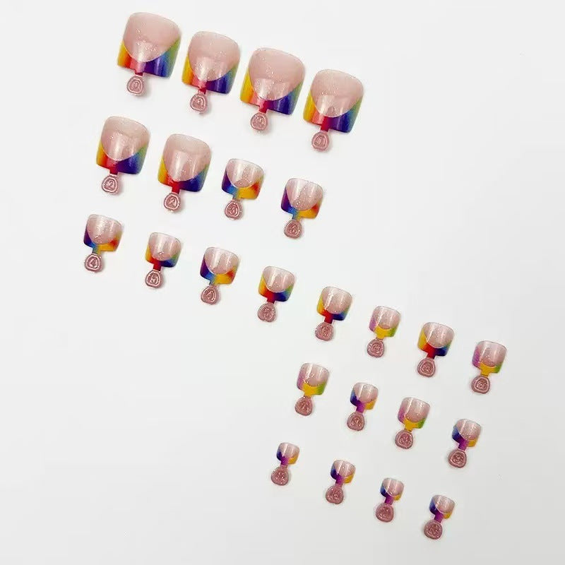 Foot art nail set with creative gradient and shiny accents Bowlift