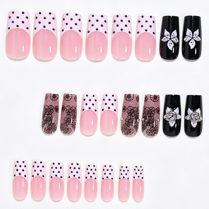 Floral Lace Design Press-On Nail Art Bowlift