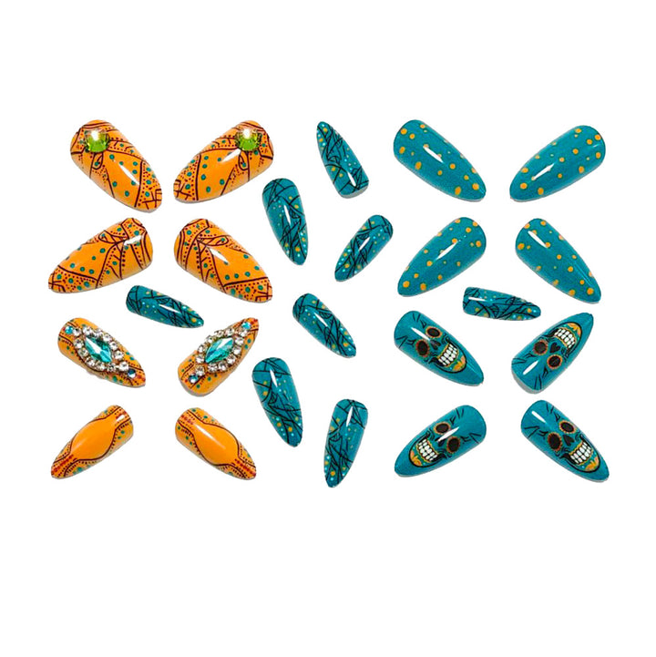 Artificial nails with intricate skull designs Bowlift