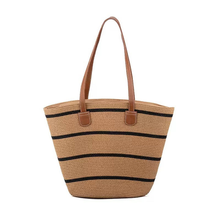 Straw shopping bag with structured accents Bowlift