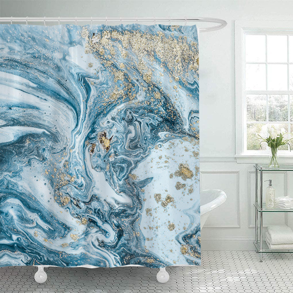 Elegant Marble-Patterned Shower Curtain Bowlift