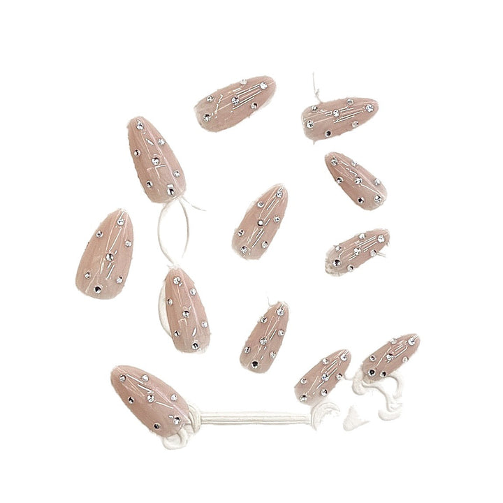 Decorative Stiletto Press-On Nails with Rhinestone Accents Bowlift
