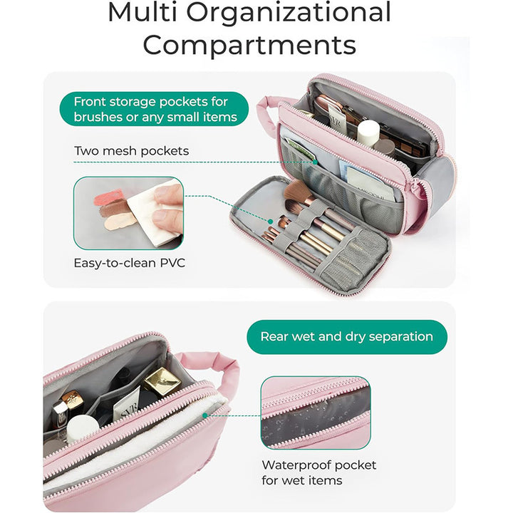 Cosmetic Organizer Bag with Multiple Compartments and Removable Interior Compartment Bowlift