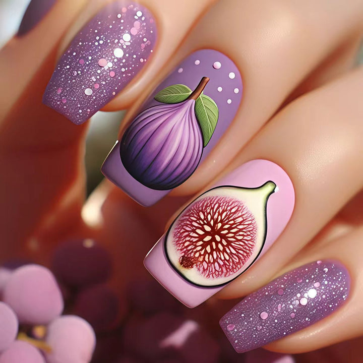 Artificial nails with elegant fig motifs Bowlift