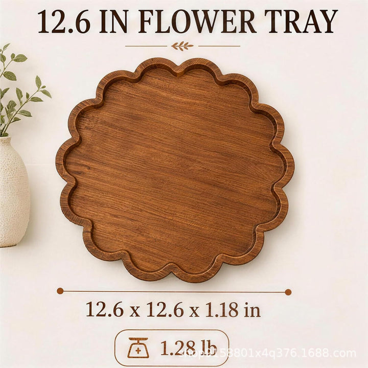 Decorative Scalloped Wooden Serving Tray Bowlift