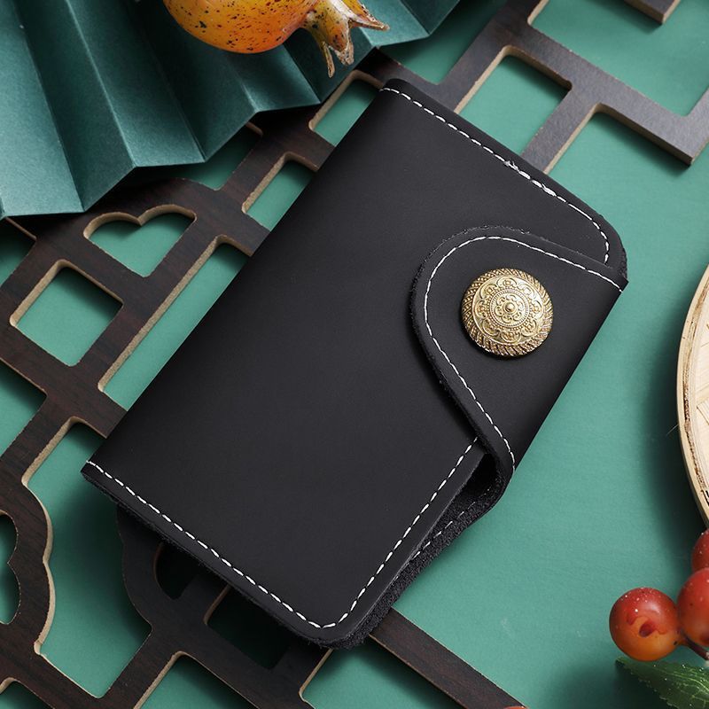 Luxury Leather Snap Closure Card Holder Bowlift