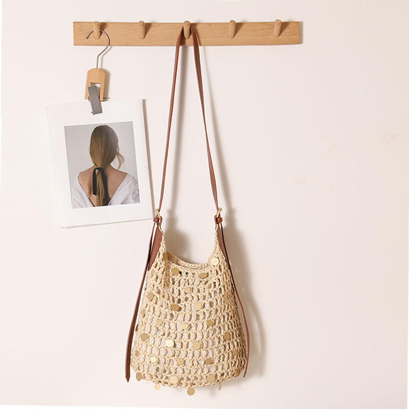 Hand-knotted shoulder bag with metal appliqués Bowlift