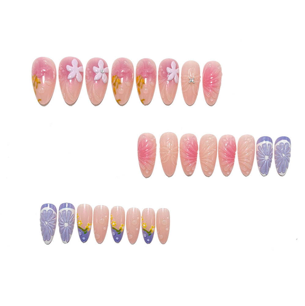 Nail art with artistic 3D flower designs Bowlift