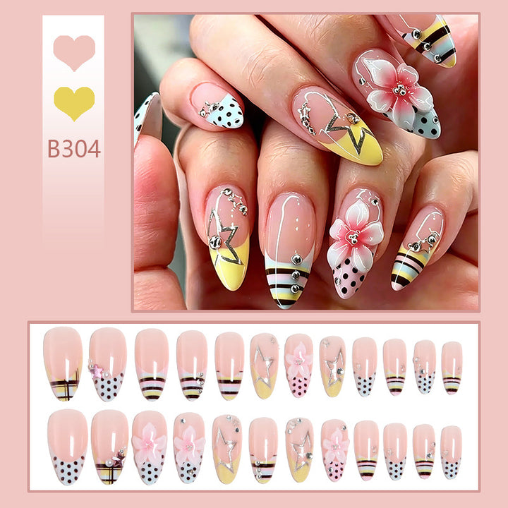 Artificial nail set with decadent floral and geometric design Bowlift