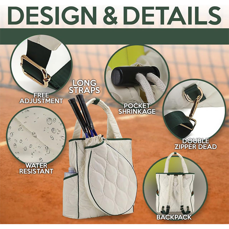 Sporty tennis bag with integrated racket and accessory compartment Bowlift