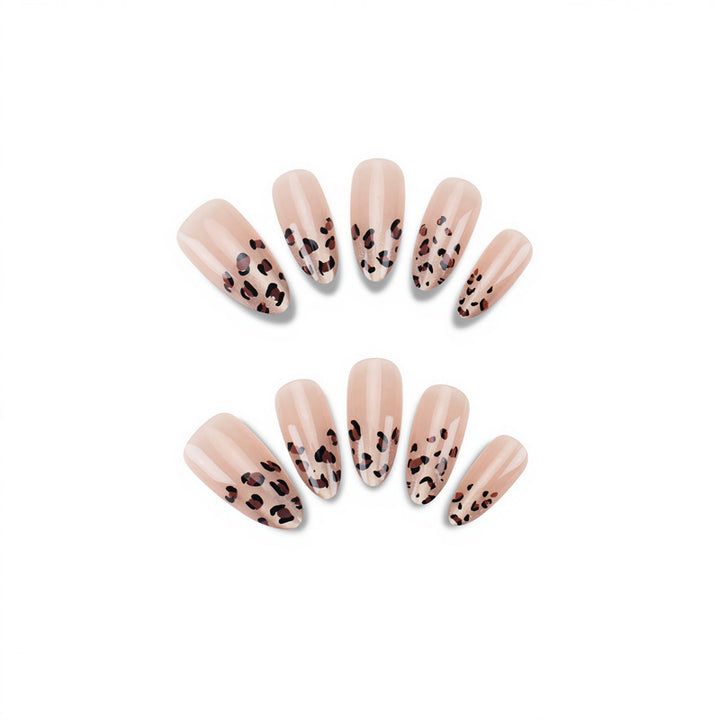Artistic Leopard-Patterned Press-On Nails Bowlift