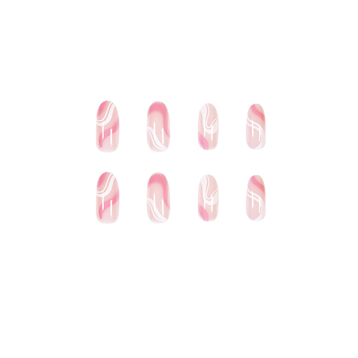 Artistic Nail Extensions with Modern Wave Pattern Bowlift
