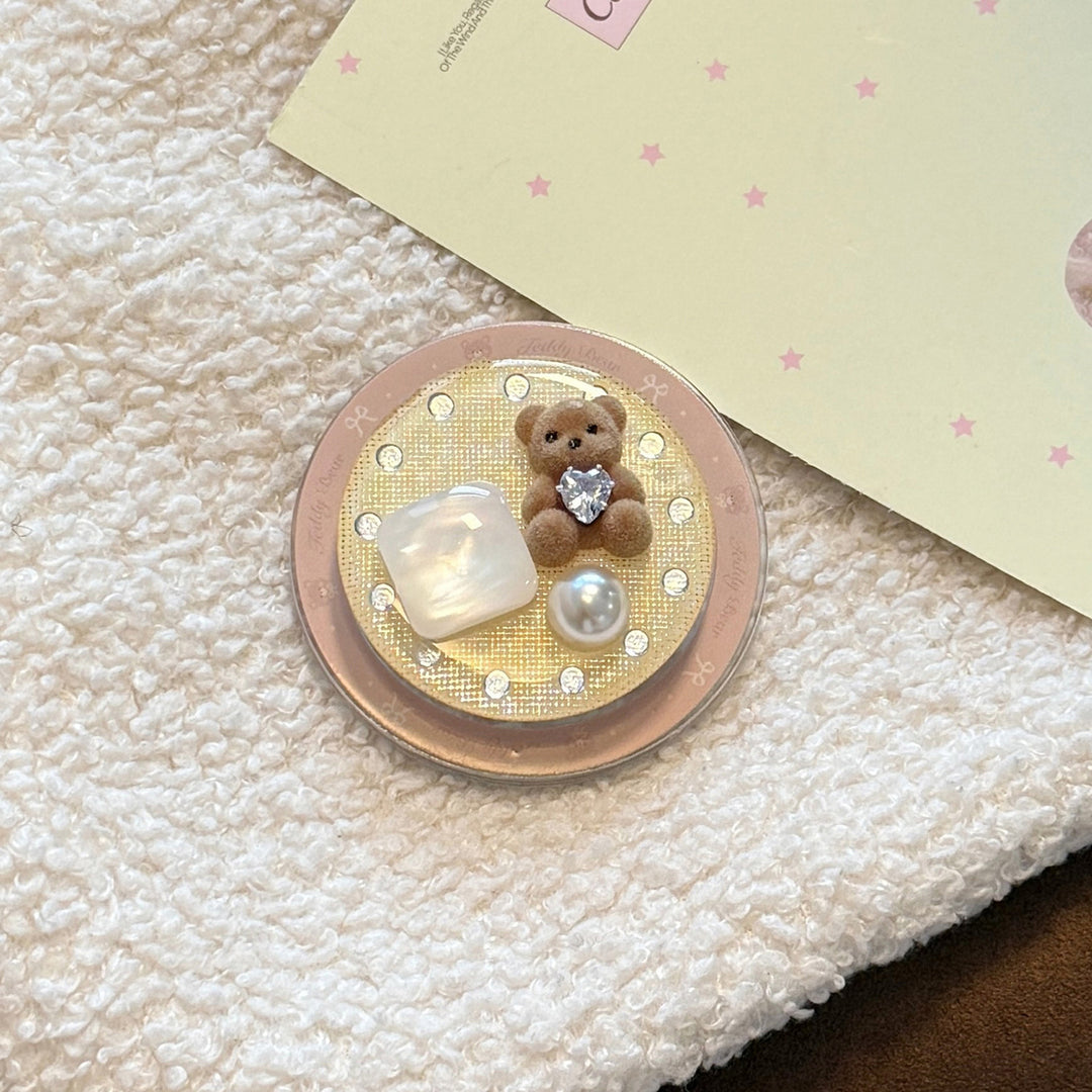 Decorative handheld mirror with bear motif Bowlift