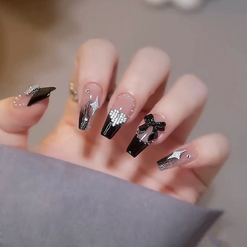 Acrylic nail set with glamorous 3D decorations and noble accents Bowlift