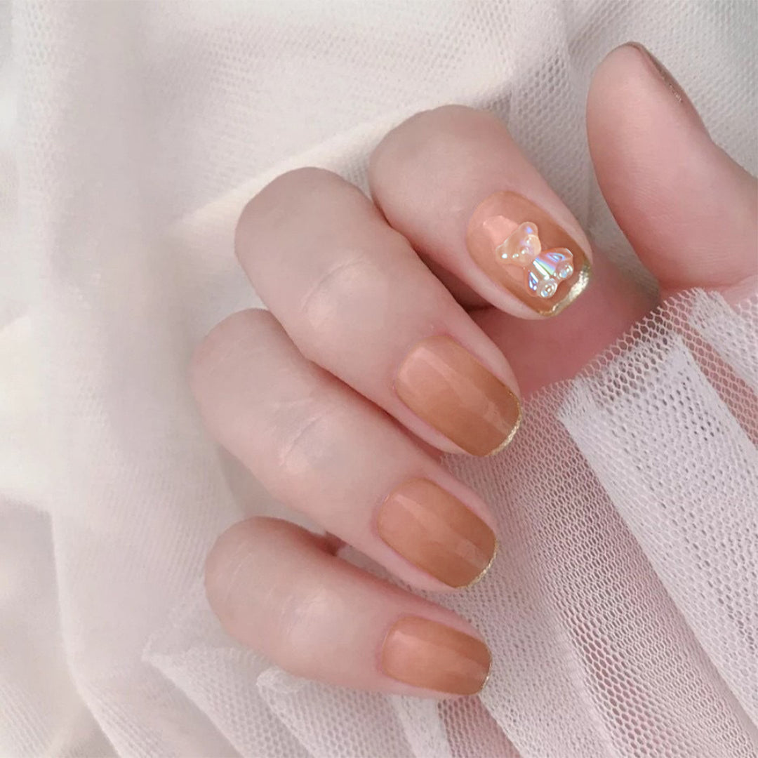 Decorative Press-On Nail Set with Butterfly Accents Bowlift
