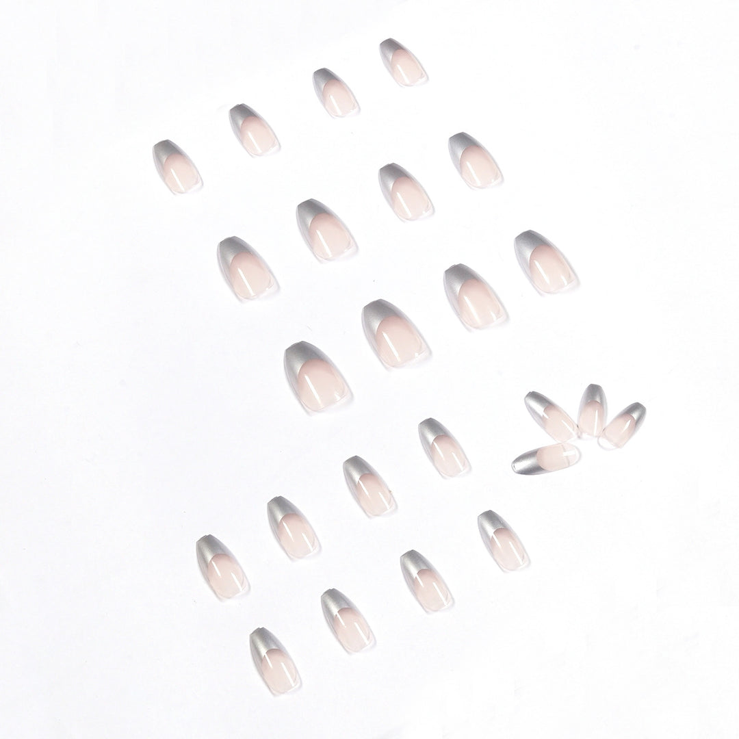 Artificial stiletto nails with glitter accents and elegant French tip Bowlift
