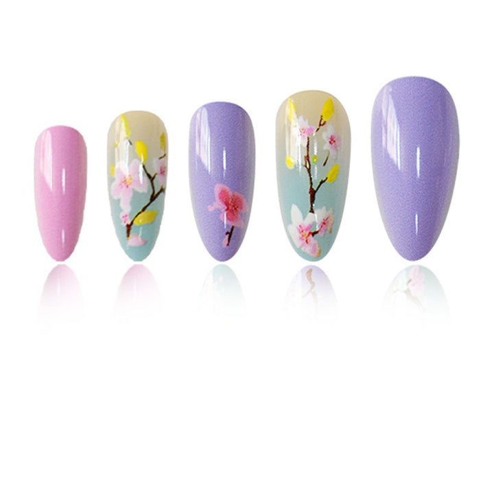 Artistic Floral Press-On Nail Enhancements Bowlift
