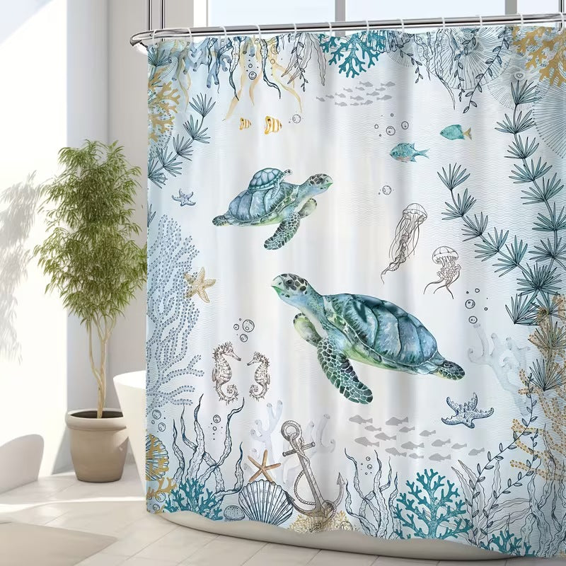 Coastal Scene Shower Curtain Bowlift