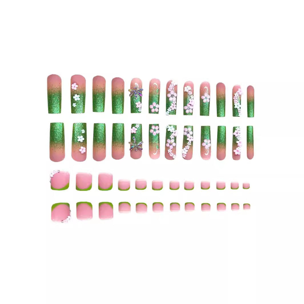 Decorative Floral Acrylic Nail Art Extensions Bowlift