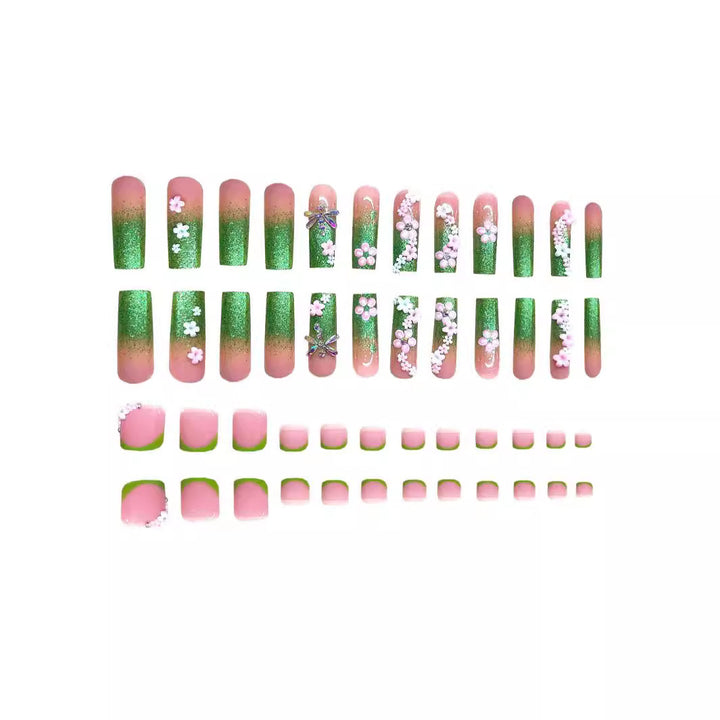 Decorative Floral Acrylic Nail Art Extensions Bowlift