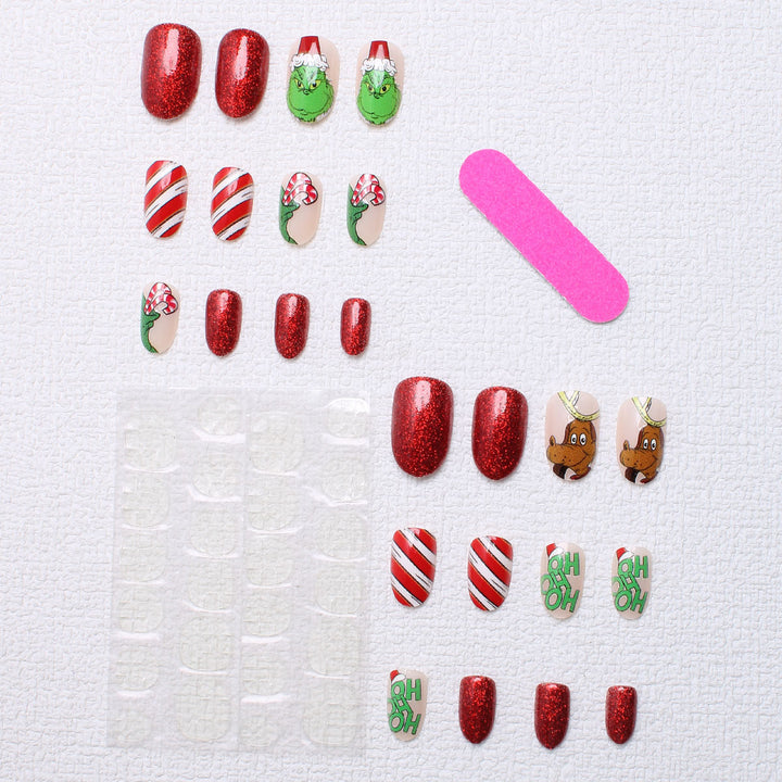 Holiday-Themed Press-On Nail Art Bowlift