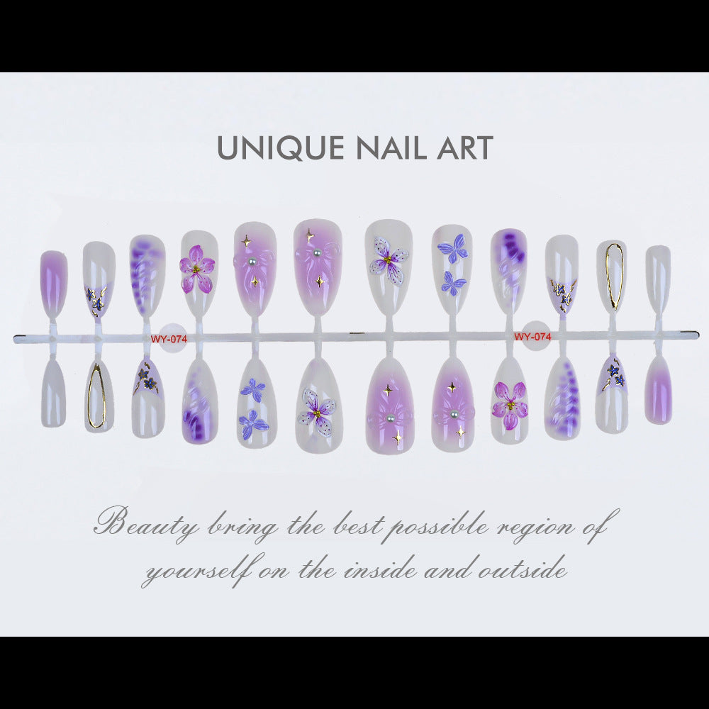 Artistic Floral-Embellished Press-On Nails Bowlift
