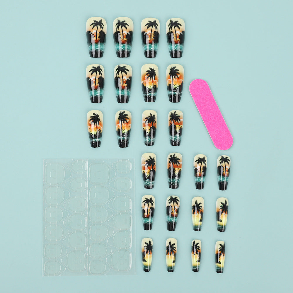 Artificial nails with tropical palm design Bowlift