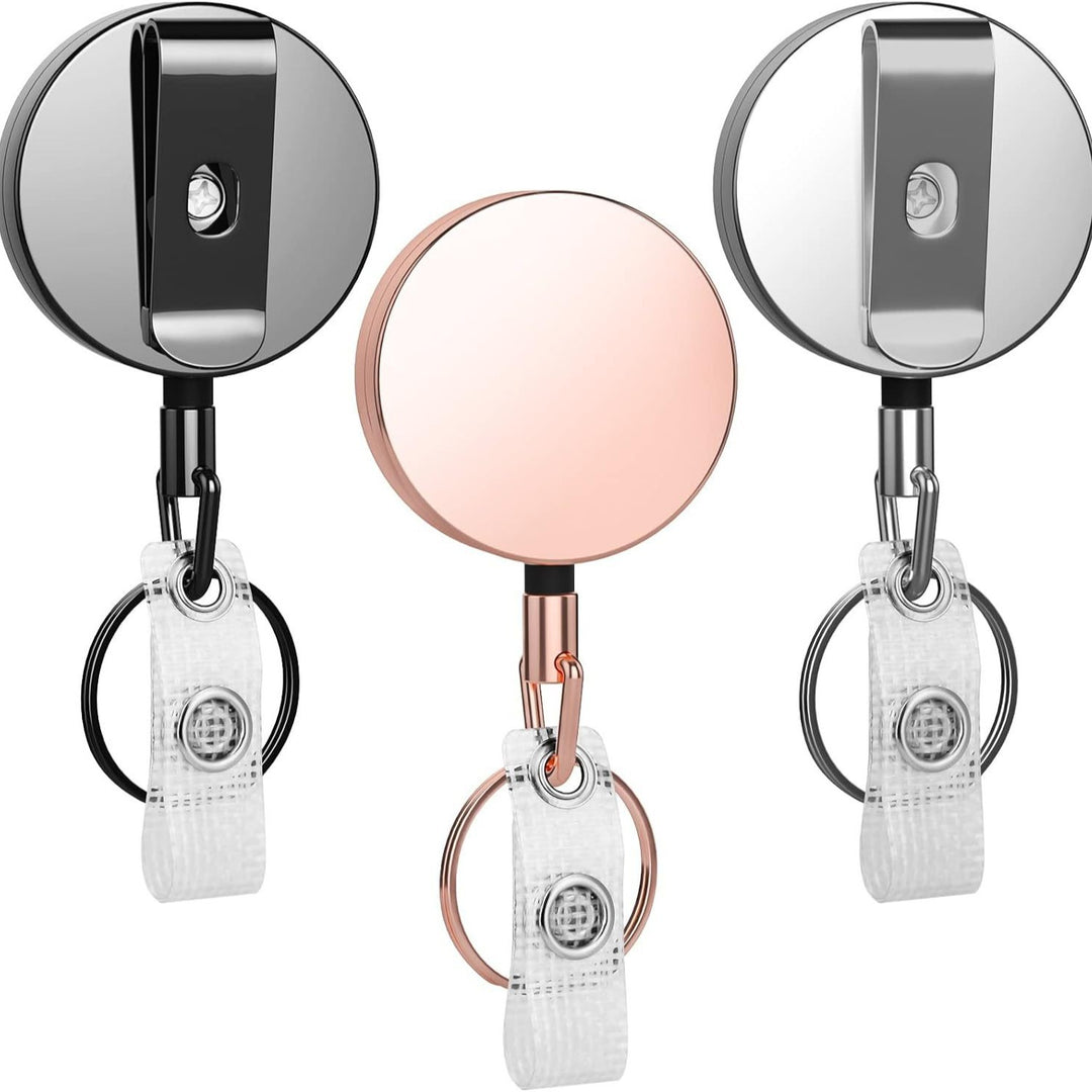 Retractable Metal Clip ID Badge Reel and Clear Card Holder Set Bowlift