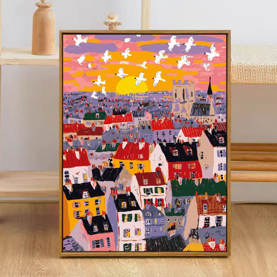Colorful City Skyline Art Print Bowlift