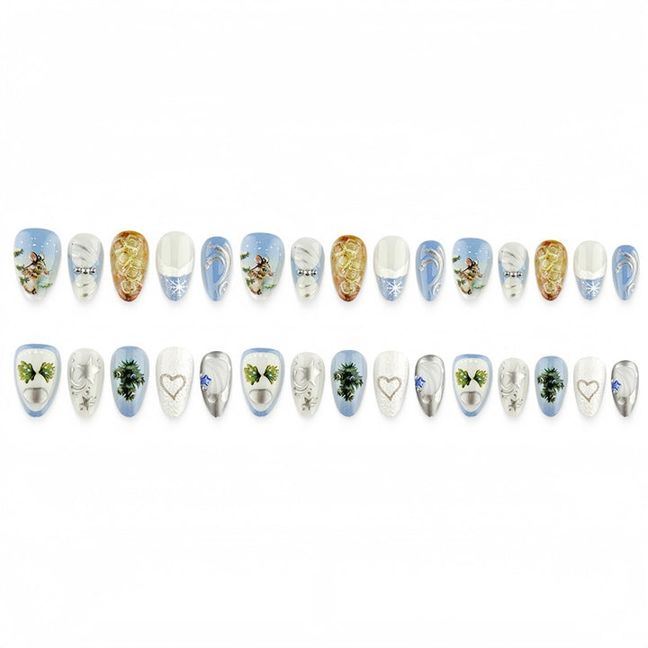 Artificial nails with festive winter motifs Bowlift