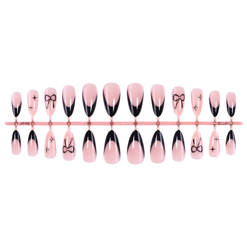 Elegant Press-On Nail Set with Artistic Bow Designs Bowlift