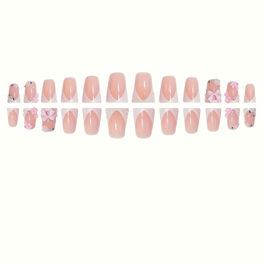 Artistic Floral Press-On Nail Extensions Bowlift