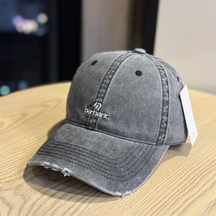 Men's Distressed Cotton Twill Baseball Cap Bowlift