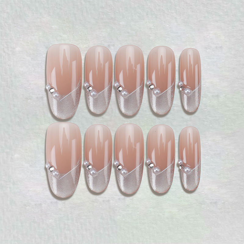 Elegant Press-On Nail Set with Artistic Detailing Bowlift