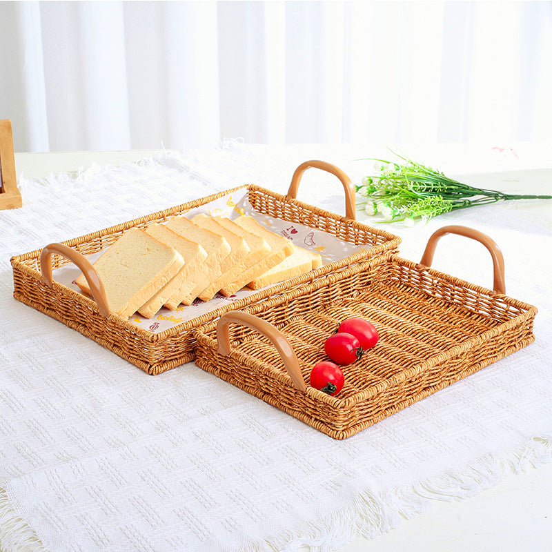 Women's Rectangular Basket with Integrated Handles Bowlift