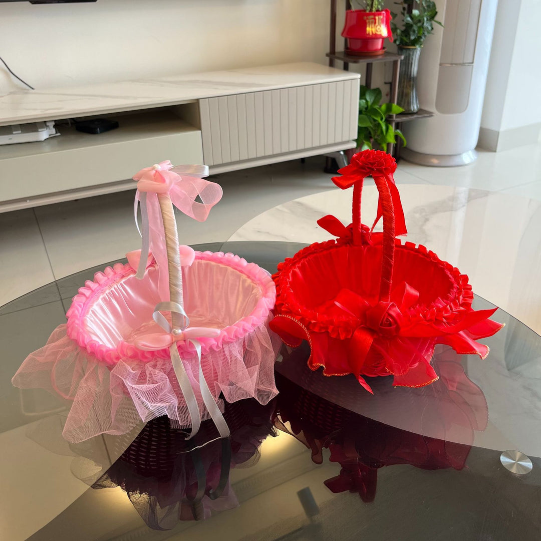 Ladies Festive Storage Basket with Tulle Decoration Bowlift