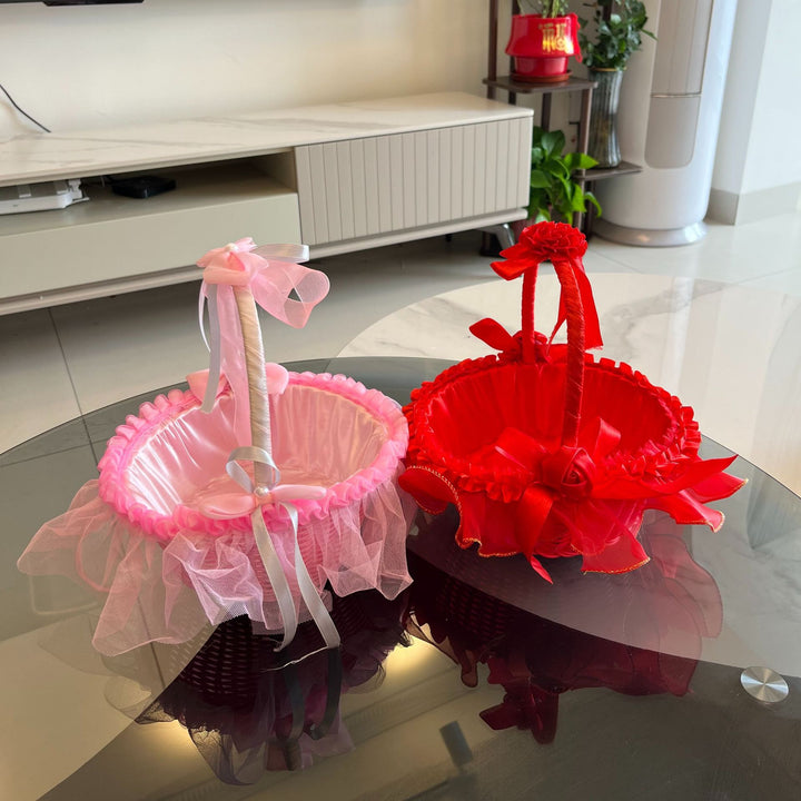 Ladies Festive Storage Basket with Tulle Decoration Bowlift