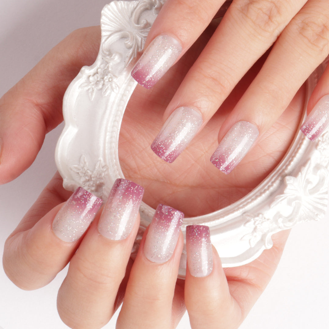 Ombre Glitter Acrylic Nail Extensions Bowlift