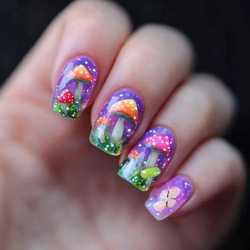 Artificial Nails in Playful Mushroom Design Bowlift