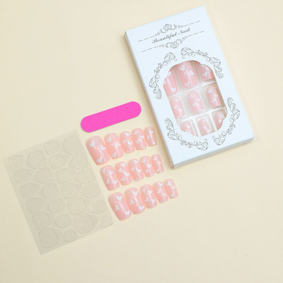 Heart-Themed Full Cover Press-On Nails Bowlift