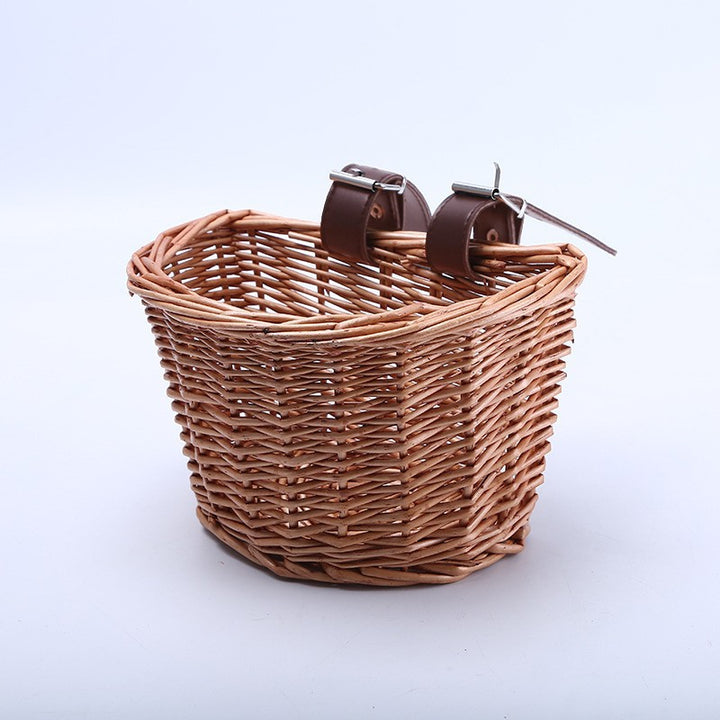 Unisex bicycle basket made of woven material with leather straps Bowlift