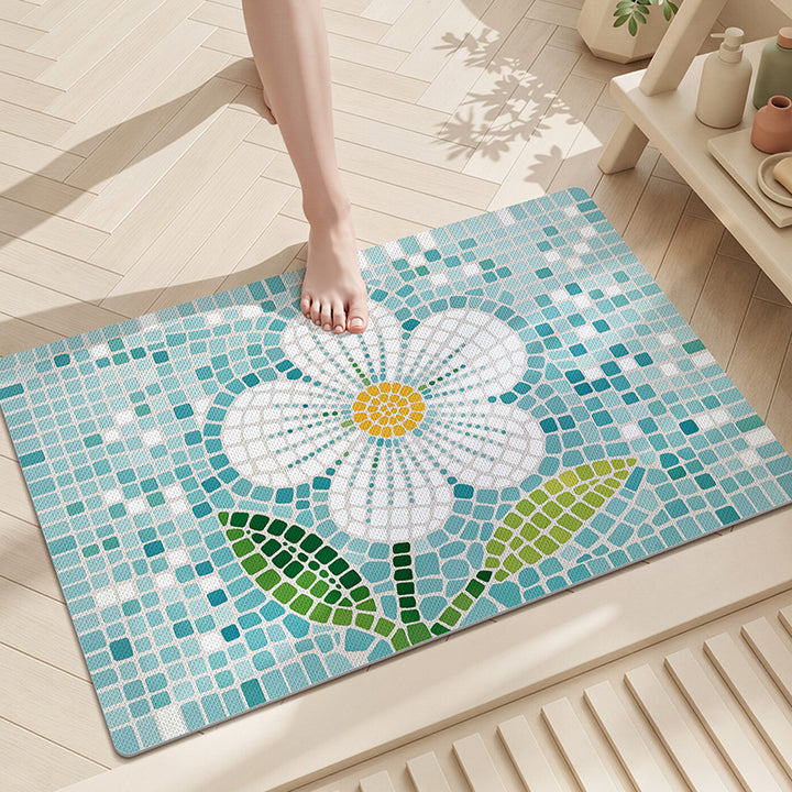 Floral Mosaic Bathroom Mat Bowlift