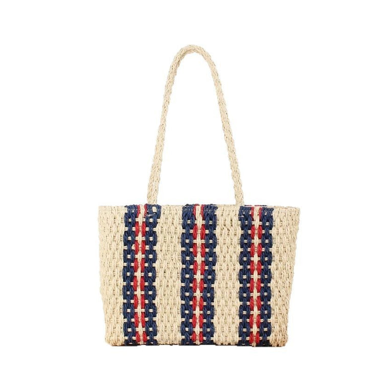 Tote bag made of naturally woven material with geometric pattern Bowlift