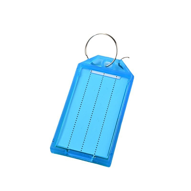 Unisex label tag with transparent sleeve and three writable fields Bowlift