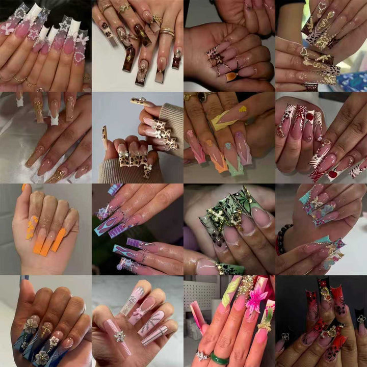 Decorative Long Press-On Nail Extensions Bowlift