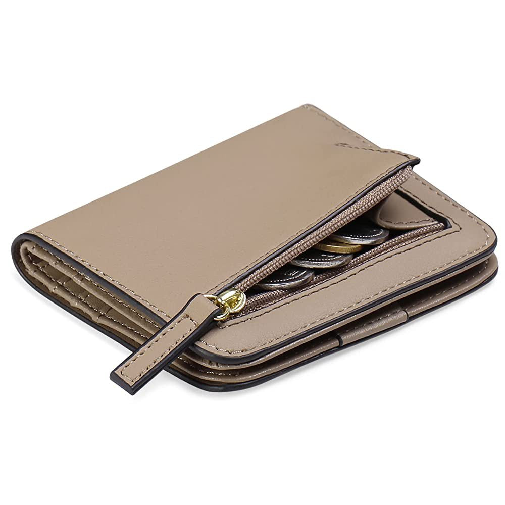 Compact Saffiano Card and Coin Wallet with Zipper Pocket Bowlift