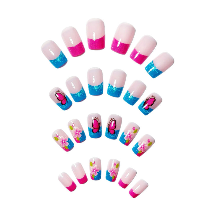 Artificial nails with creative flower and butterfly design Bowlift