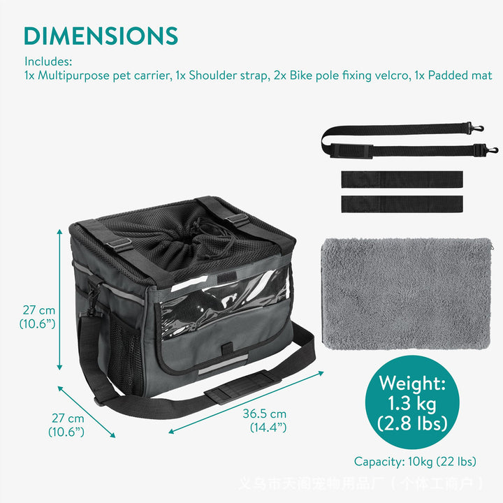 foldable breathable pet carrier with removable padded shoulder strap and mesh top Bowlift