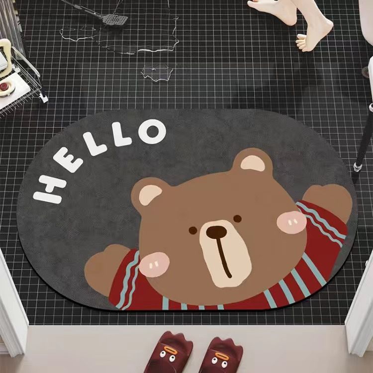 Cartoon Bear-Themed Bath Mat